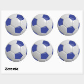 Sticker Rond Boule de soccer bleu foncé et blanc (Feuille)
