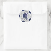 Sticker Rond Boule de soccer bleu foncé et blanc (Sac)