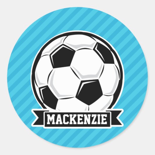 Sticker Rond Boule de soccer; Bleus ciel (Devant)
