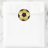 STICKER ROND BOULE DE SOCCER OR ET NOIR (Sac)