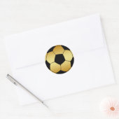 STICKER ROND BOULE DE SOCCER OR ET NOIR (Enveloppe)