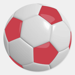Sticker Rond Boule de soccer rouge foncé et blanc
