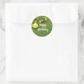 Sticker Rond Boule de tennis avec fleur jaune anniversaire (Sac)