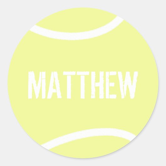 Sticker Rond Boule de Tennis Jaune Personnalisée (Devant)