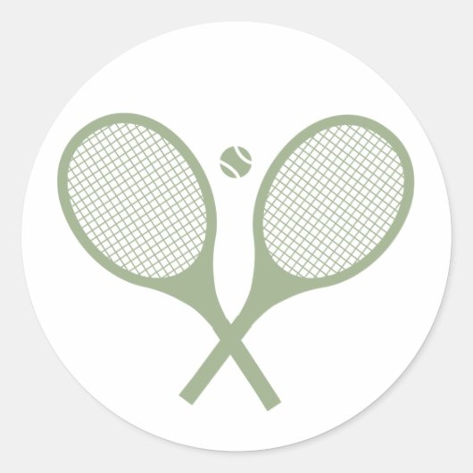 Sticker Rond Boule de tennis minimaliste Vert Sage (Devant)