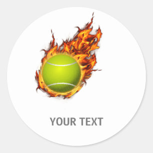 Sticker Rond Boule de tennis personnalisée sur le feu Tennis Th