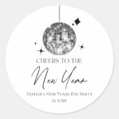 Sticker Rond Boule Disco Argent Soirée Soirée de Nouvel An (Devant)