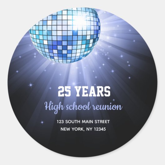 Sticker Rond Boule Disco bleu (Devant)