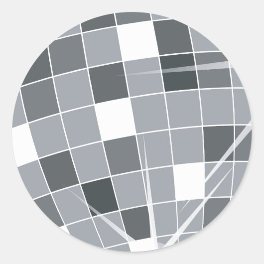 Sticker Rond Boule Disco, Boule Miroir, Club, Discothèque, Fête (Devant)