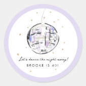 Sticker Rond Boule Disco Étoile Aquarelle Anniversaire (Devant)