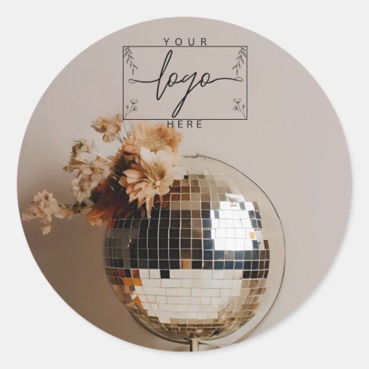 Sticker Rond Boule Disco | Fleurs Boho |Esthétique (Devant)