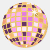 Sticker Rond Boule Disco Moderne Gold Purple Rétro (Devant)