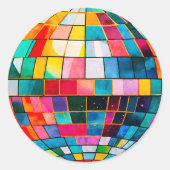 Sticker Rond Boule Disco multicolore (Devant)