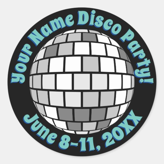 Sticker Rond Boule disco rétro PERSONALISÉE (Devant)