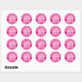 Sticker Rond Boule disco rose rétro PERSONALISÉE (Feuille)