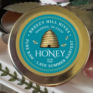 Sticker Rond Boule d'or avec abeilles