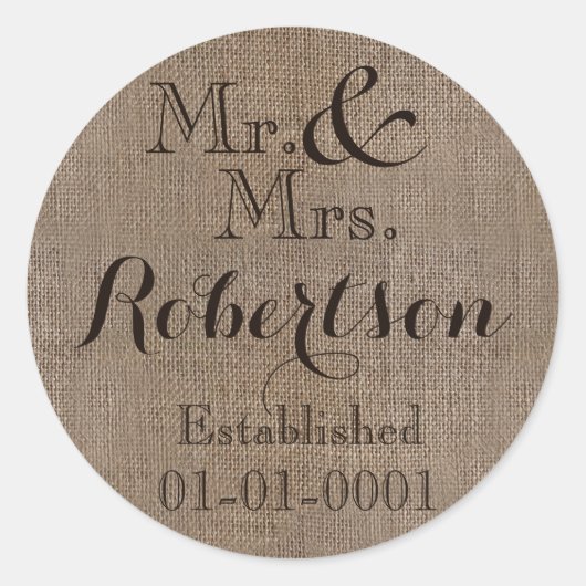 Sticker Rond Boule-Look Rustique Mariage personnalisable (Devant)