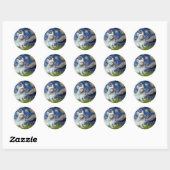 Sticker Rond Bouledogue français (4S) - Nuit étoilée (Feuille)