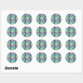 Sticker Rond Bouledogue français assis (Feuille)