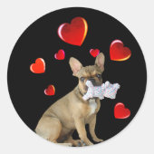 Sticker Rond Bouledogue français Bonne année Cœur (Devant)