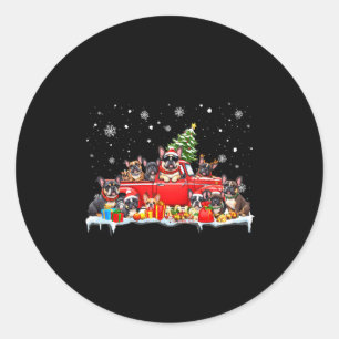 Sticker Rond Bouledogue français chien camion rouge arbre de No