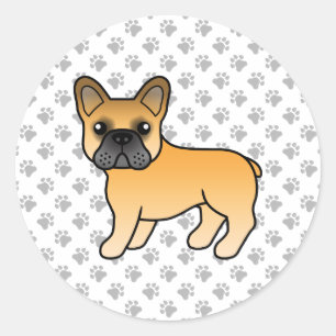 Sticker Rond Bouledogue français fauve mignon chien de dessin a
