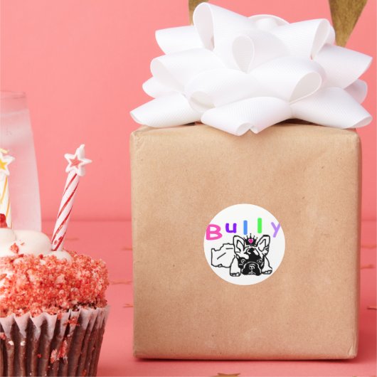 Sticker Rond Bouledogue français French Bulldog (Fête)