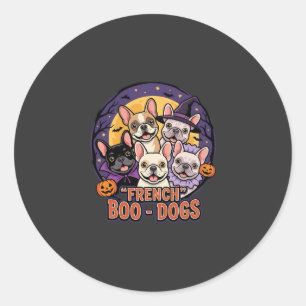 Sticker Rond Bouledogue français Halloween Boo Dogs Vector