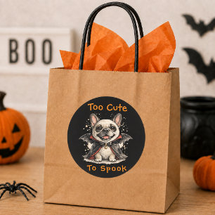 Sticker Rond Bouledogue français Halloween Chauve-souris vampir