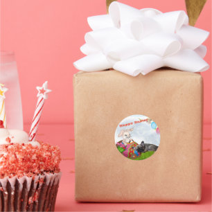 Sticker Rond Bouledogue français Joyeuses Pâques Bouledogue fra