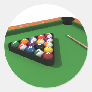 Sticker Rond Boules de billard sur tapis vert de billard