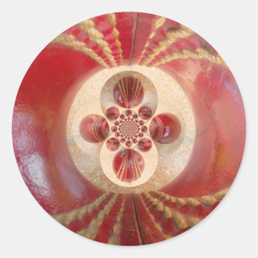 Sticker Rond Boules de cricket rouge Art Abstrait Design d'impr (Devant)