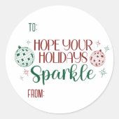 Sticker Rond Boules De Disco De Noël Cadeau De À (Devant)