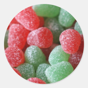 Sticker Rond Boules de gomme rouges et vertes