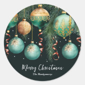 Sticker Rond Boules de Noël Arbre de Noël (Devant)