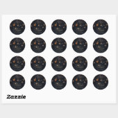Sticker Rond Boules de Noël Branches de Pin Noir (Feuille)