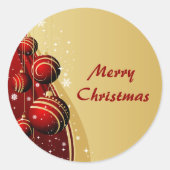 Sticker Rond Boules de Noël en or et rouge (Devant)
