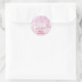 Sticker Rond Boules de Noël roses sur neige avec Arrière - plan (Sac)