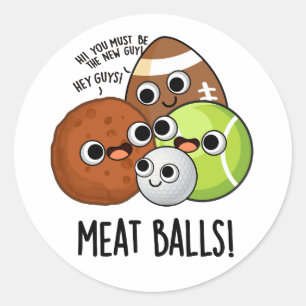 Sticker Rond Boules de viande amusant jeu de nourriture