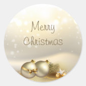 Sticker Rond Boules d'or, cloches et étoiles (Devant)