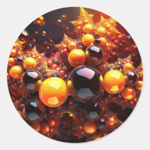 Sticker Rond Boules D'Or Et Étoiles Fractées