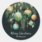Sticker Rond Boules dorées arbre de Noël (Devant)