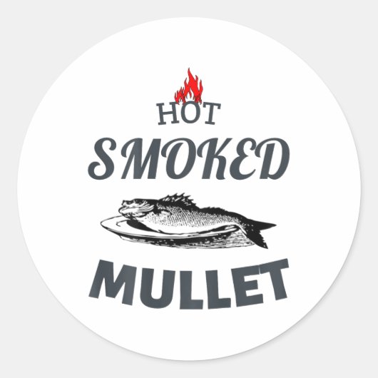 Sticker Rond Boulette Fumée Chaude Bbq Poisson Cuit Restauratio (Devant)
