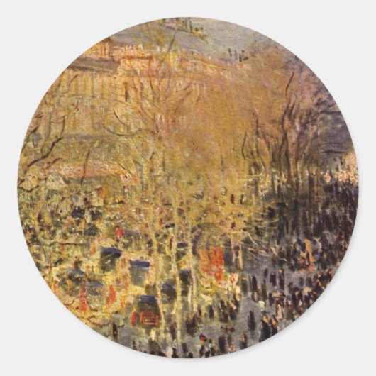 Sticker Rond Boulevard des Capucines par Claude Monet, Art nouv (Devant)