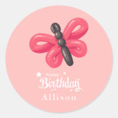 Sticker Rond Boulon blanc mignon papillon fille Anniversaire (Devant)