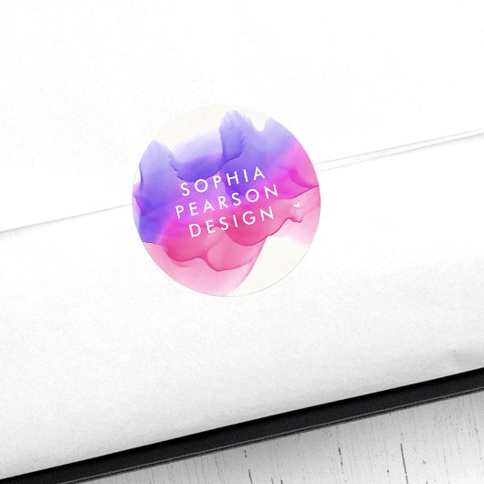 Sticker Rond Boulot d'aquarelle Magenta