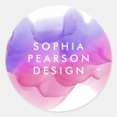 Sticker Rond Boulot d'aquarelle Magenta (Devant)