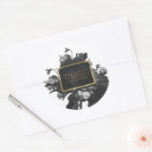 Sticker Rond Bouquet Black Gold Rose (Enveloppe)