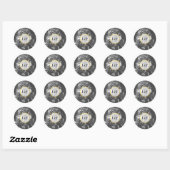 Sticker Rond Bouquet Black Gold Rose Mariage antique (Feuille)