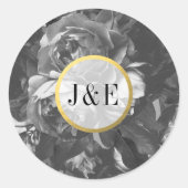 Sticker Rond Bouquet Black Gold Rose Mariage antique (Devant)
